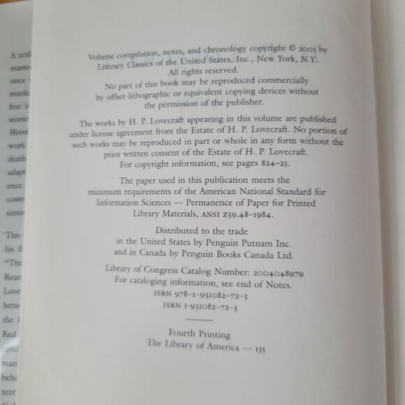 H. P. Lovecraft: Tales Library of America Hardback with Dust Jacket - Excellent - Picture 5 of 6